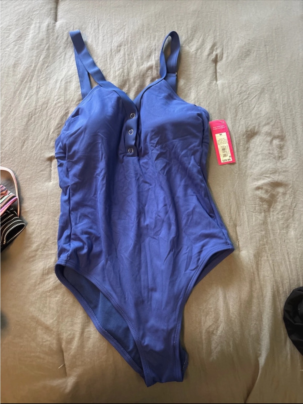 Teen Blue One-Piece Swimsuit with Adjustable Straps